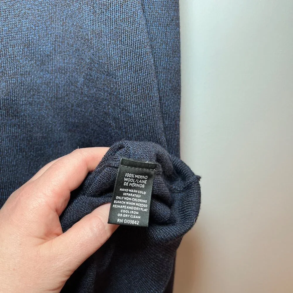 Toscano Firenze Mens Navy V-Neck Pull Over Merino Wool Sweater XXL - Picture 8 of 10